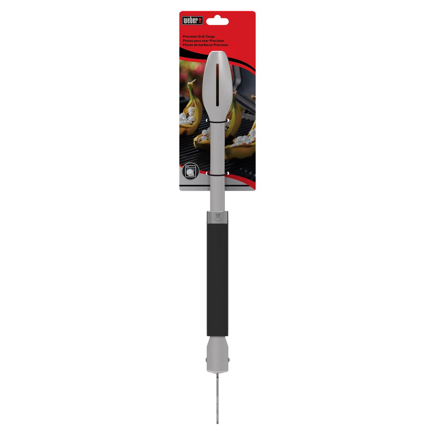 Weber Precision Stainless Steel Black/Silver Grill Tongs 1 pc