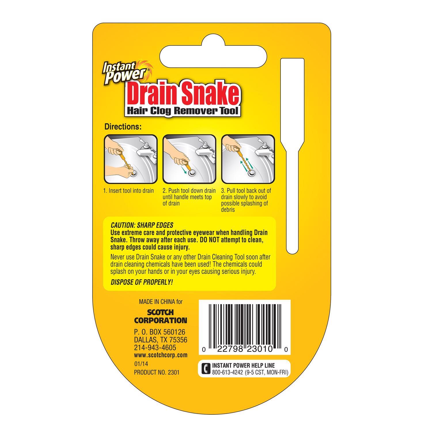 Instant Power Drain Snake Plastic Drain Clog Remover 18 in.