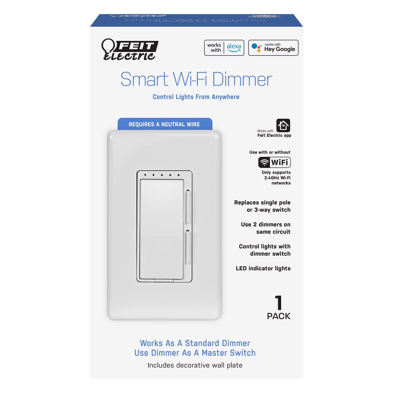 Feit Smart Home White 150 W Toggle Smart-Enabled Dimmer Switch 1 pk