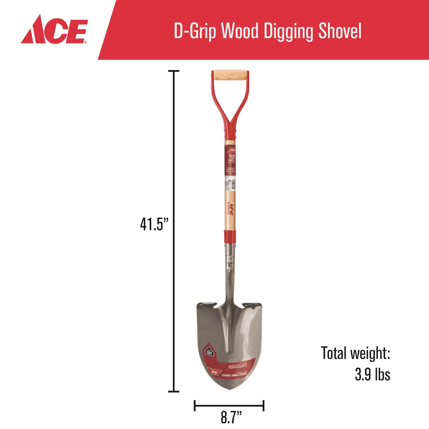 Ace 41.5 in. Steel Round Digging Shovel Wood Handle