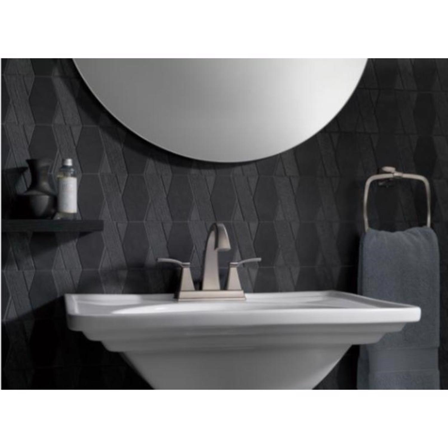 Delta Flynn Stainless Steel Pop-up Bathroom Sink Faucet 4 in.