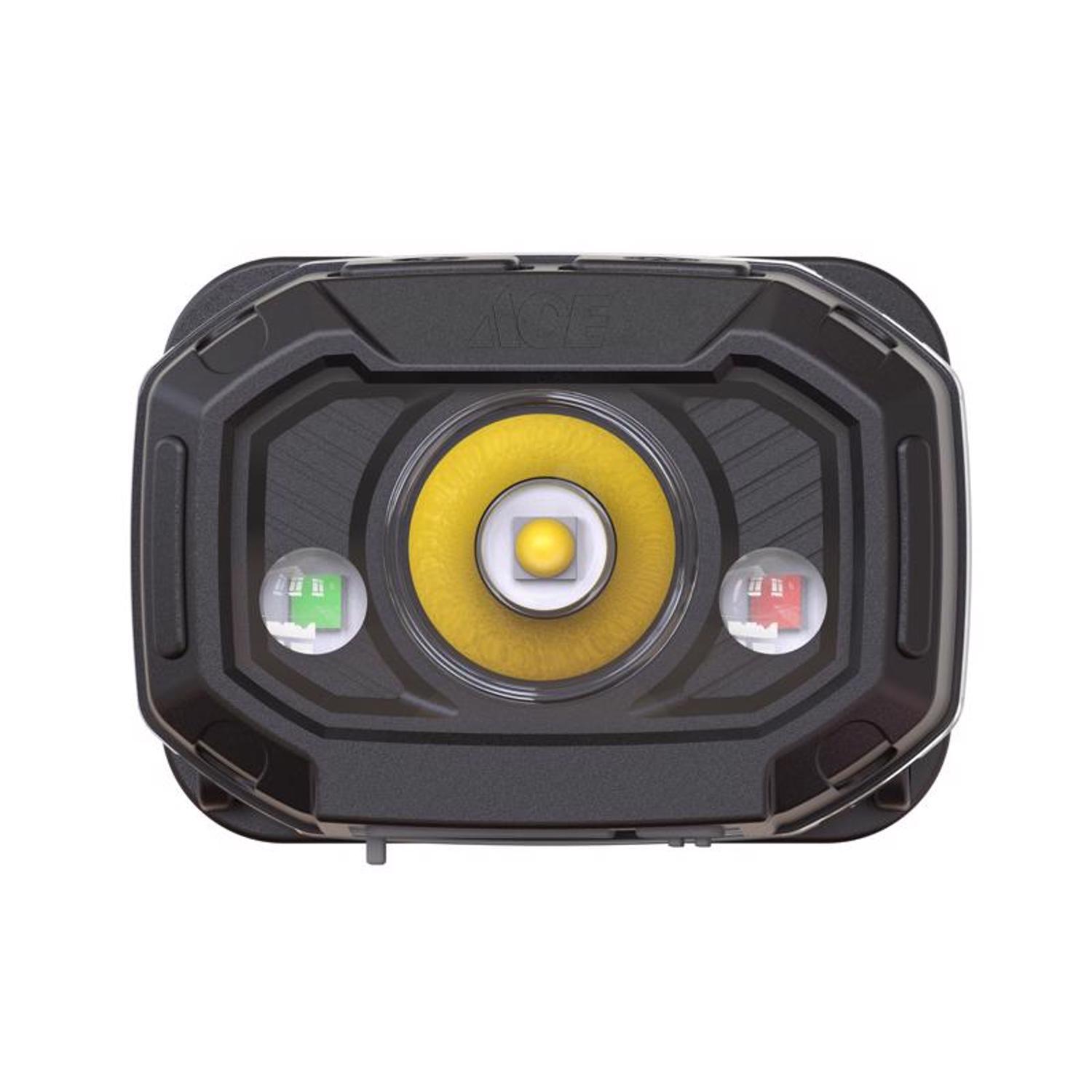 Ace 400 lm Black LED Rechargeable Head Lamp