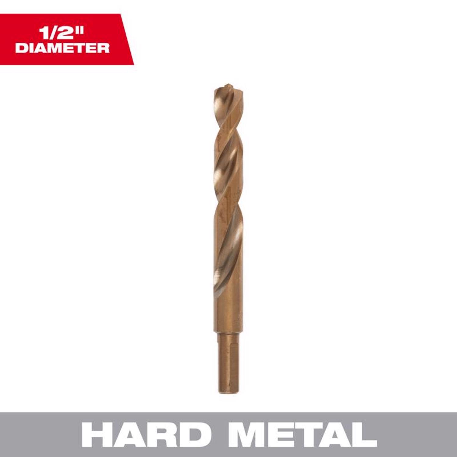 Milwaukee Red Helix 1/2 in. X 5.12 in. L Cobalt Thunderbolt Drill Bit 3-Flat Shank 1 pc