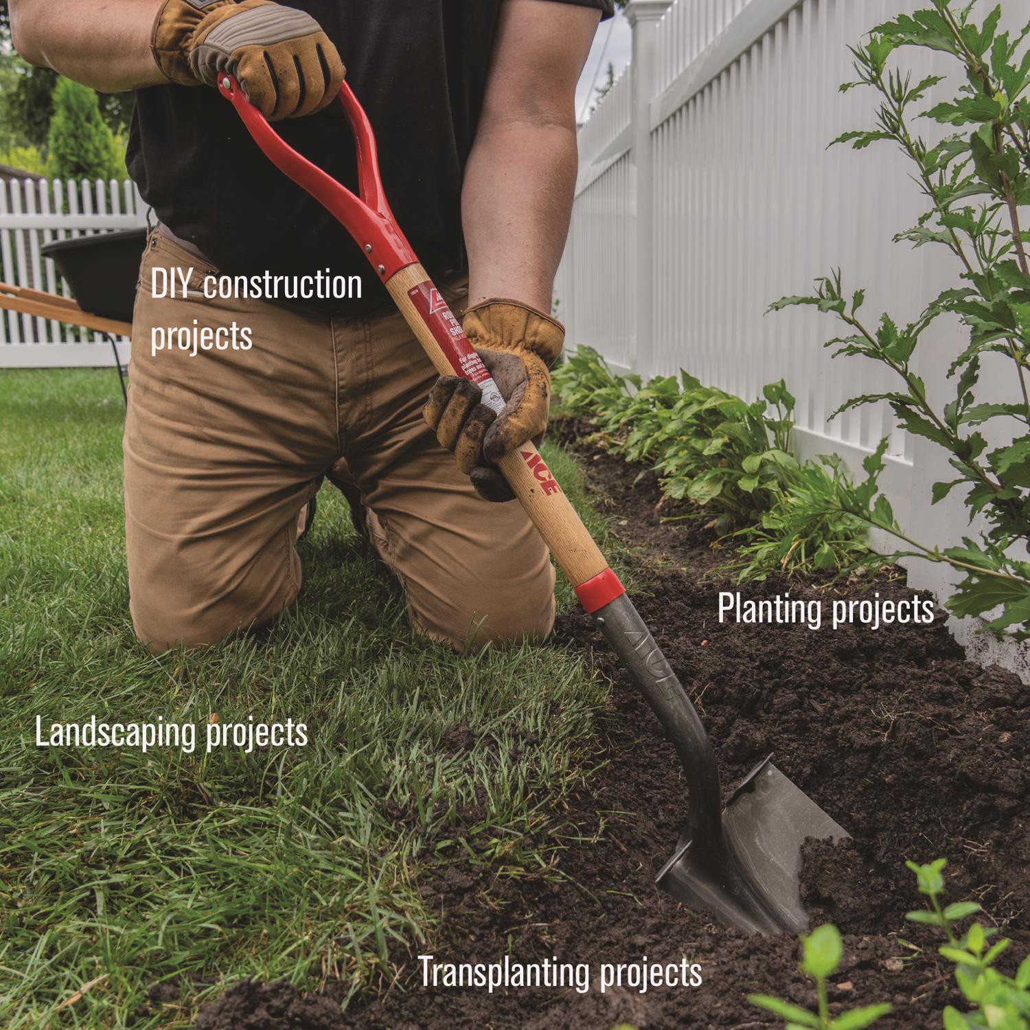 Ace 41.5 in. Steel Round Digging Shovel Wood Handle