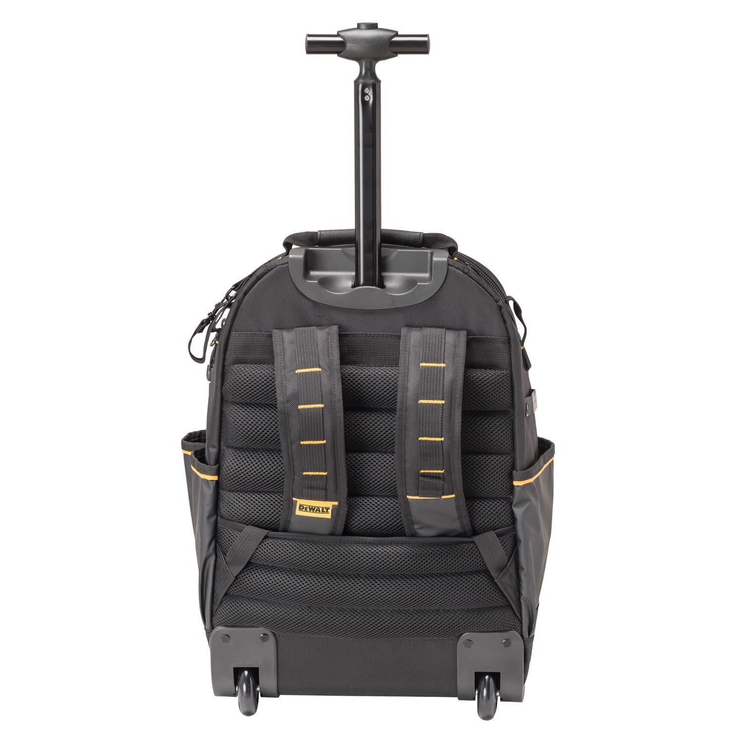 DEWALT Polyester/Tarpaulin Pro Backpack on Wheels Tool Bag 46 pocket Black/Yellow 1 pc