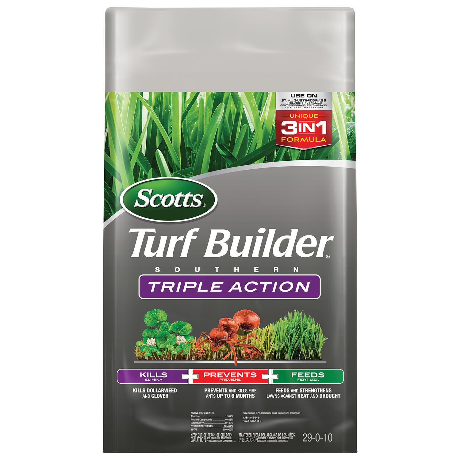 Scotts Turf Builder Southern Triple Action Weed & Feed Lawn Fertilizer For All Grasses 8000 sq ft