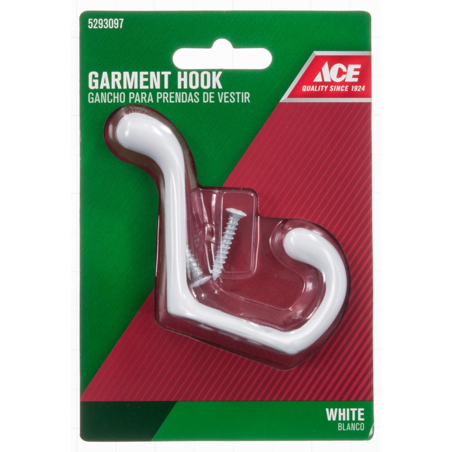Ace 3 in. L Painted White Metal Medium Heavy Duty Coat and Hat Hook 1 pk