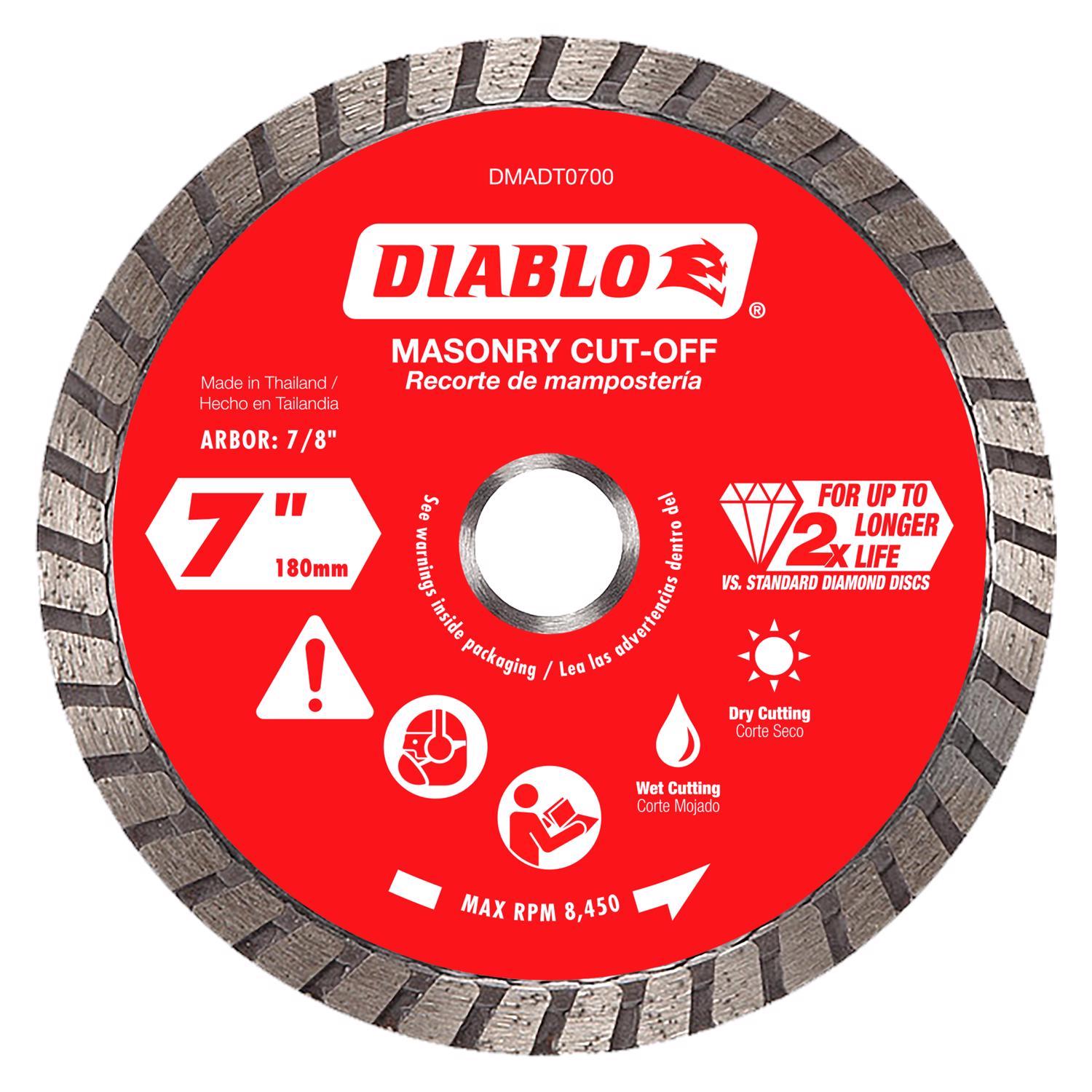 Diablo 7 in. D X 7/8 in. Diamond Masonry Cut-Off Disc 1 Pack