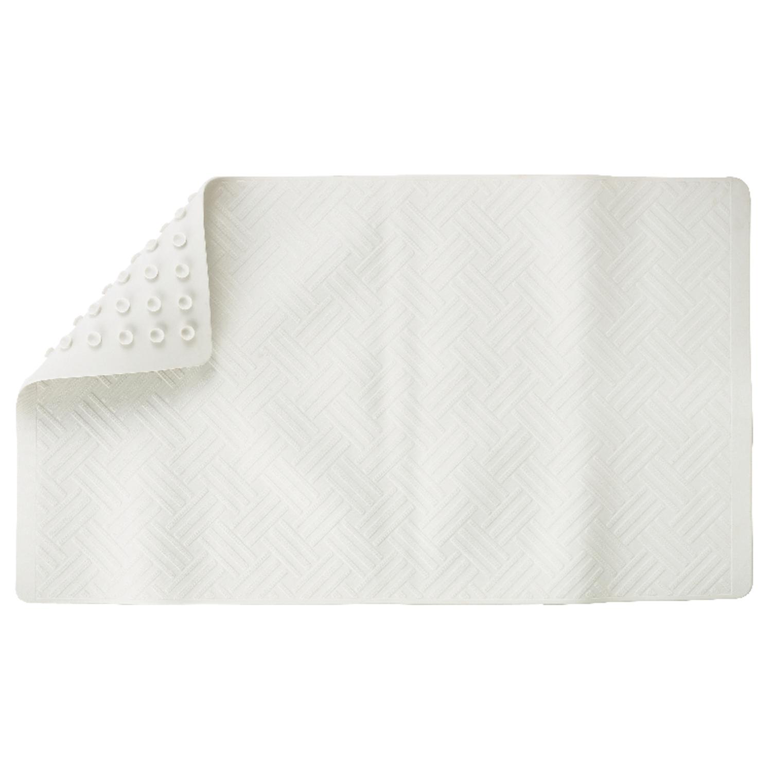 Living Accents 28 in. L X 16 in. W White Thermo Plastic Elastomer Bath Mat Latex Free
