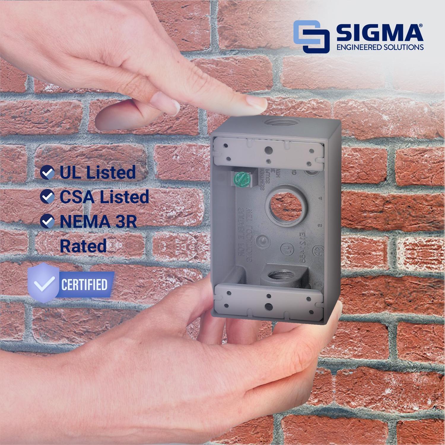 Sigma Engineered Solutions New Work 18.3 cu in Rectangle Die-Cast Metal Weatherproof Box Gray