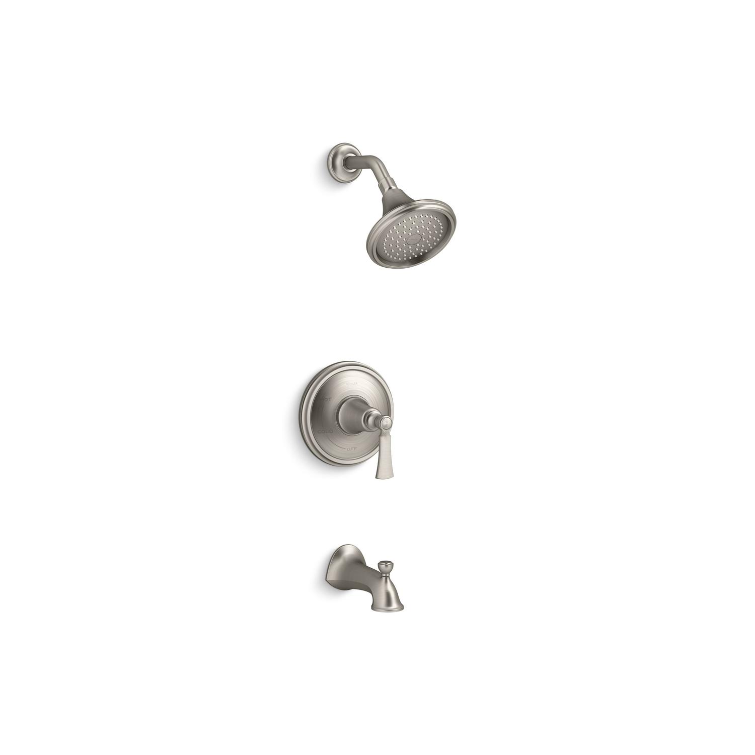 Kohler 1Handle Brushed Nickel Tub and Shower Faucet Stine Home