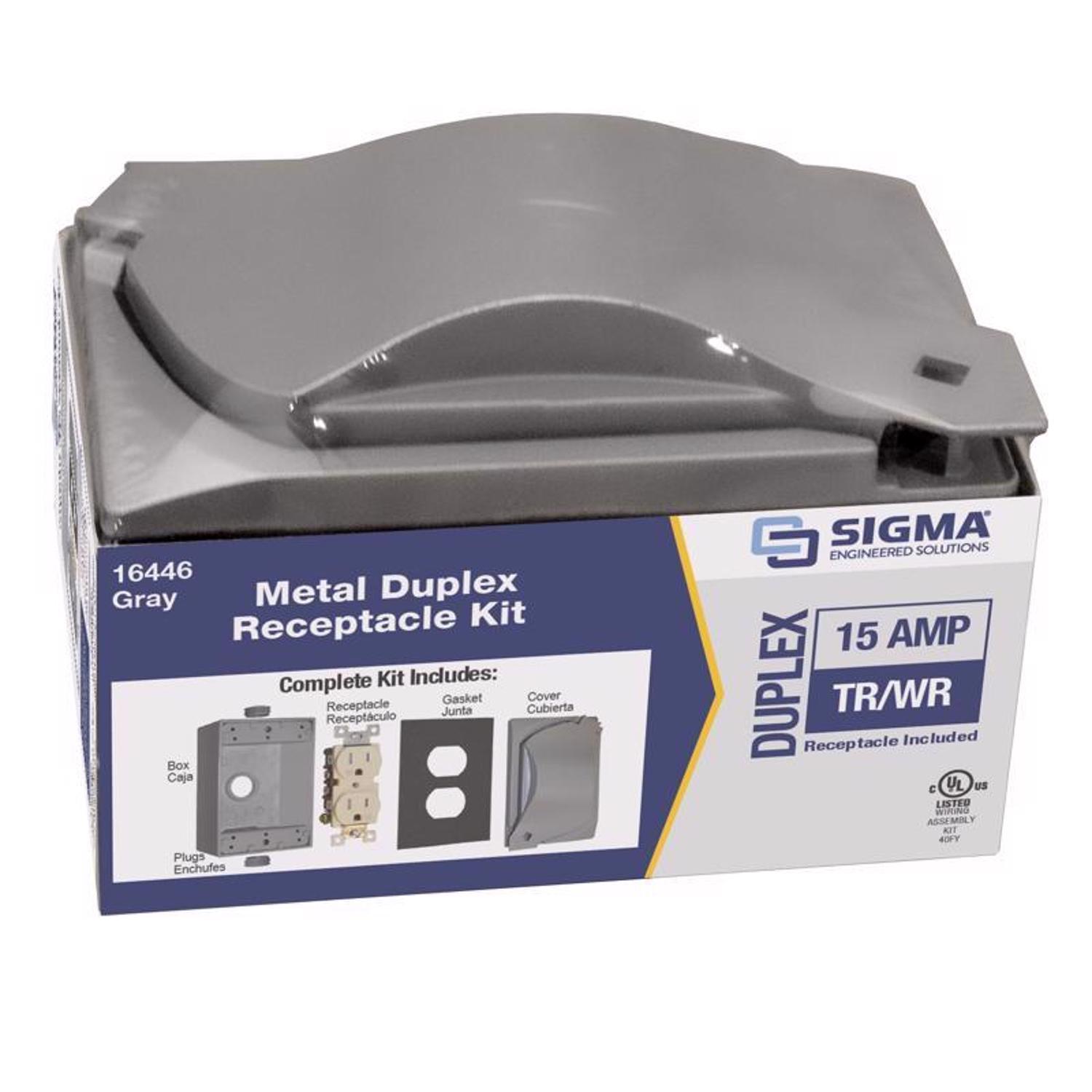 Sigma Engineered Solutions Rectangle Metal 1 gang 4.58 in. H X 2.83 in. W Duplex Outlet Kit