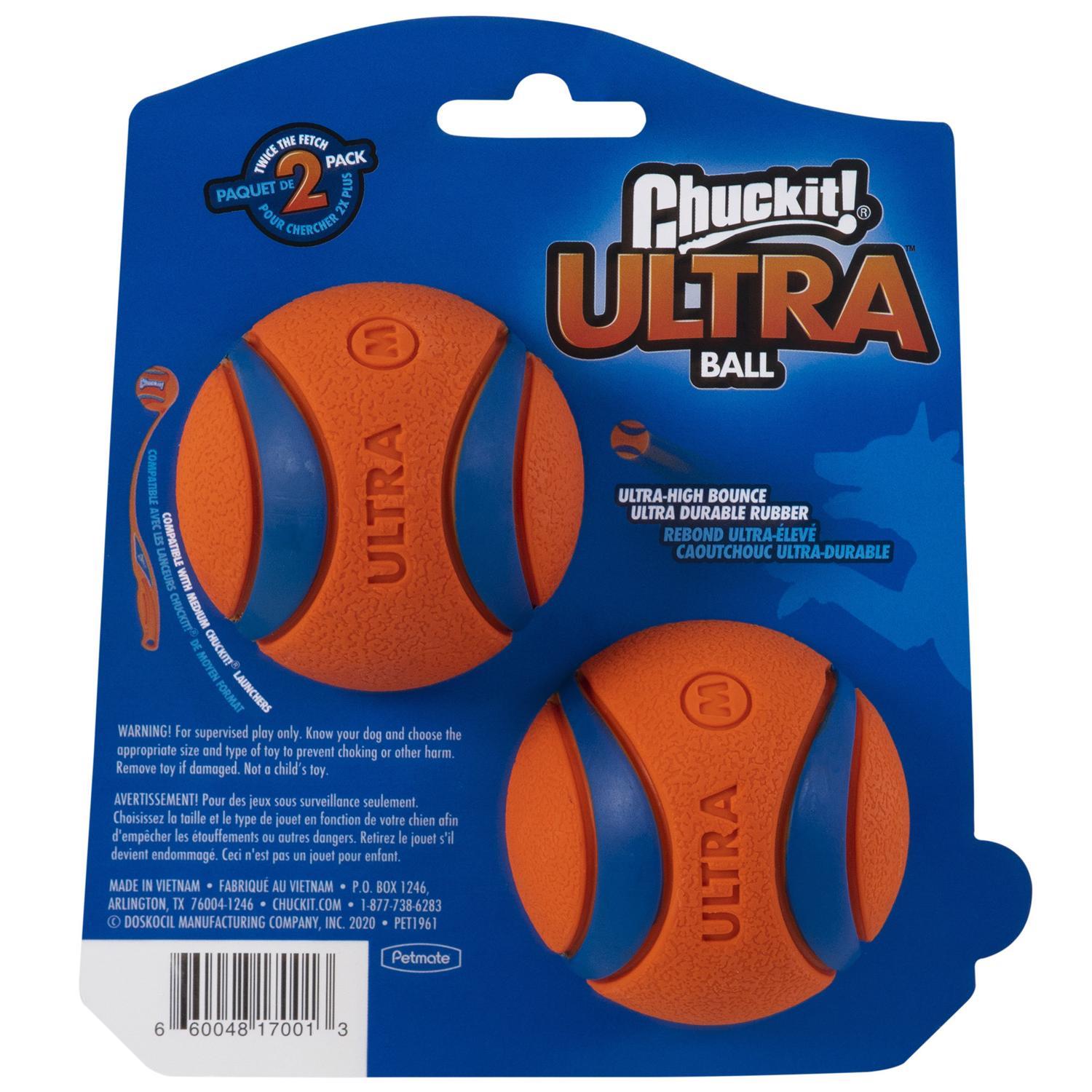 Chuckit! For Dog Blue/Orange Rubber Fetch Ball Ultra Ball Medium 2 pk