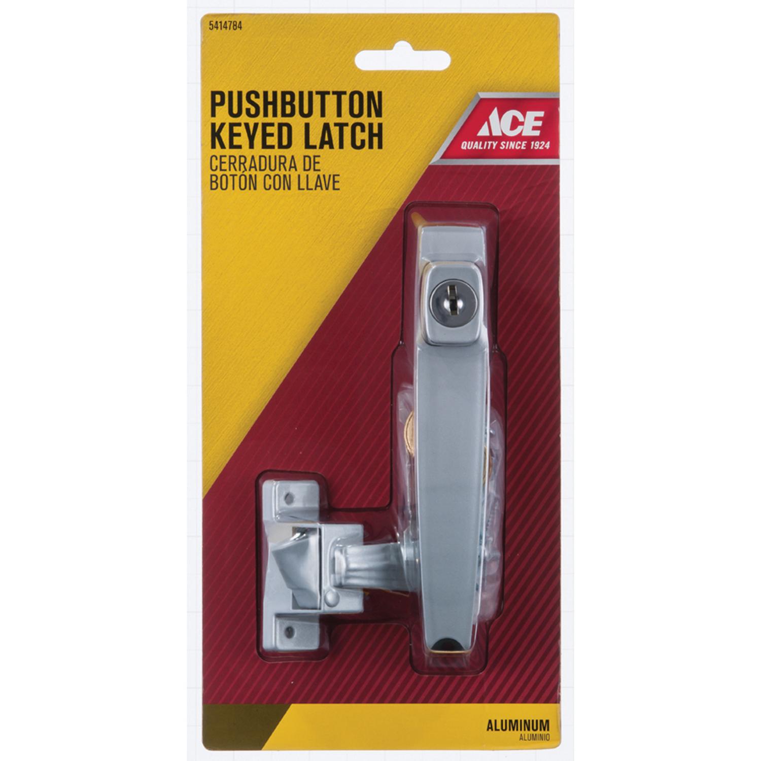 Ace Bare Silver Steel Push Button Keyed Latch 1 pk