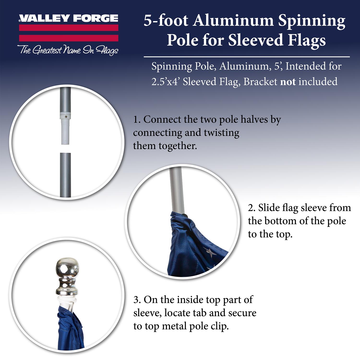 Valley Forge 60 in. L Aluminum Flag Pole Brushed