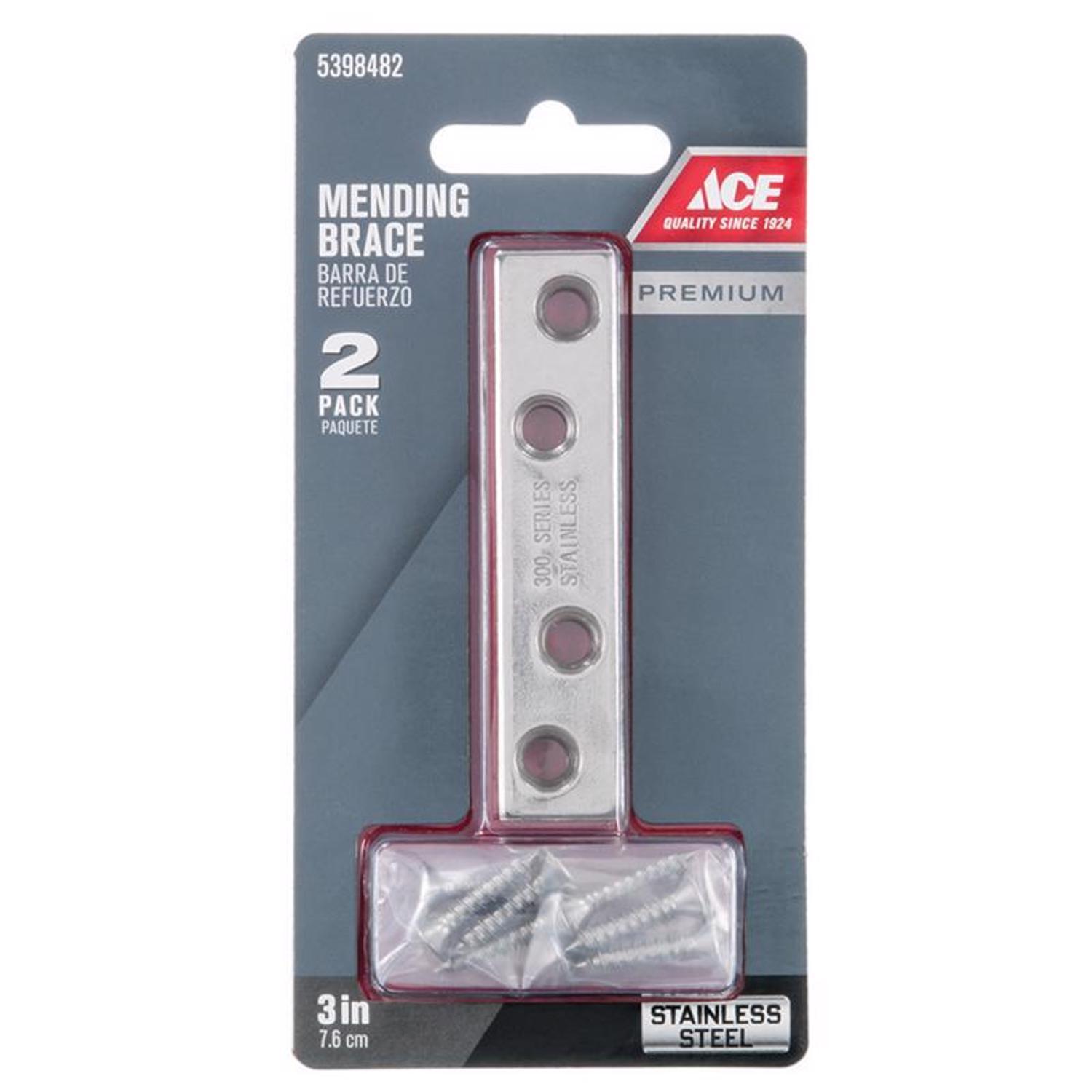 Ace 3 in. H X 0.625 in. W X 3 in. L Stainless Steel Mending Brace