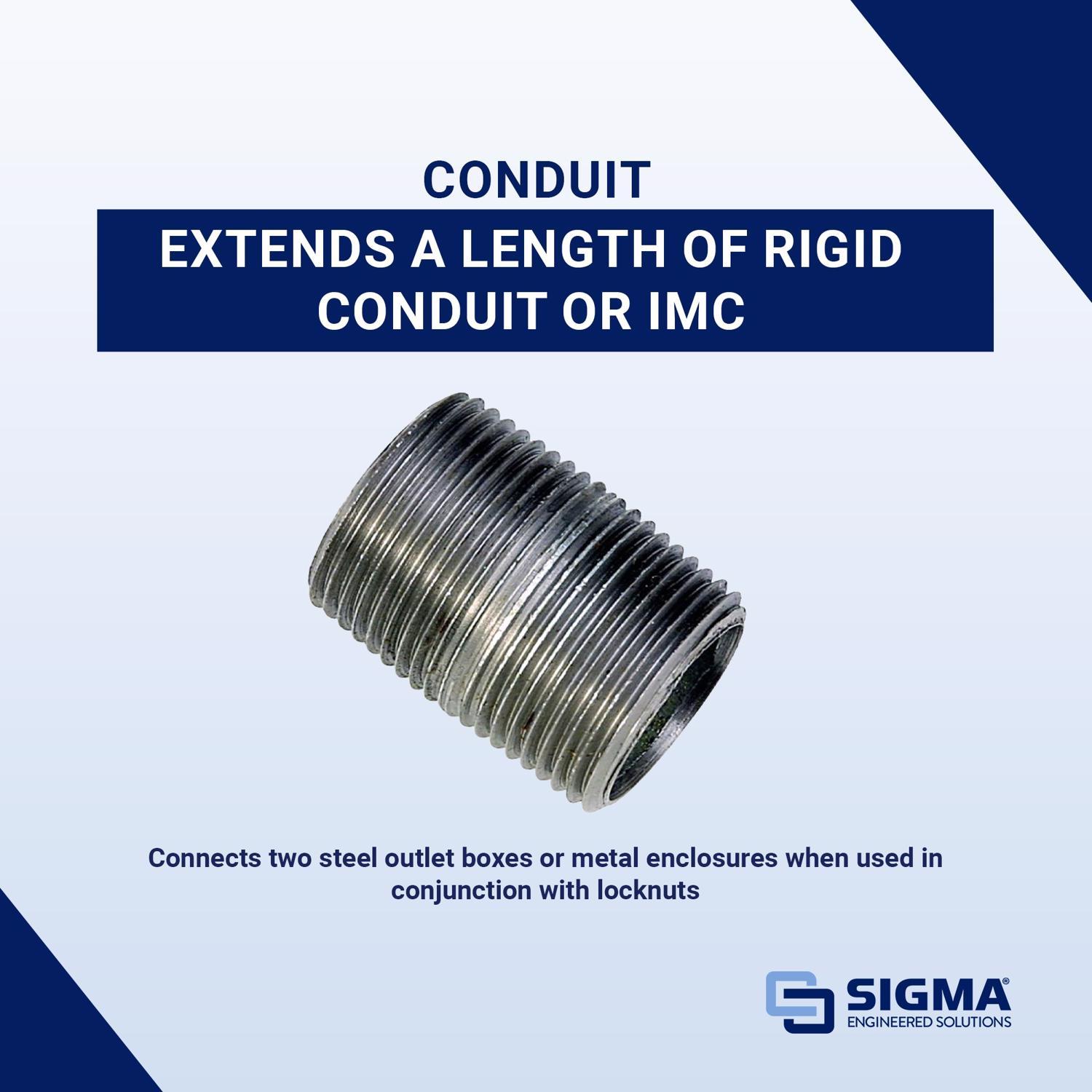 Sigma Engineered Solutions ProConnex 1/2 in. D Zinc-Plated Steel Threaded Nipple For Rigid/IMC 1 pk