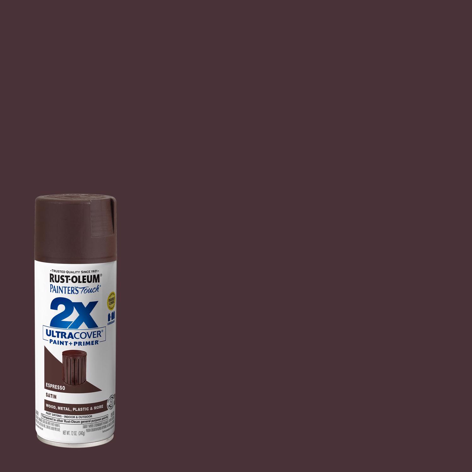 Rust-Oleum Painter's Touch 2X Ultra Cover Satin Espresso Paint+Primer Spray Paint 12 oz