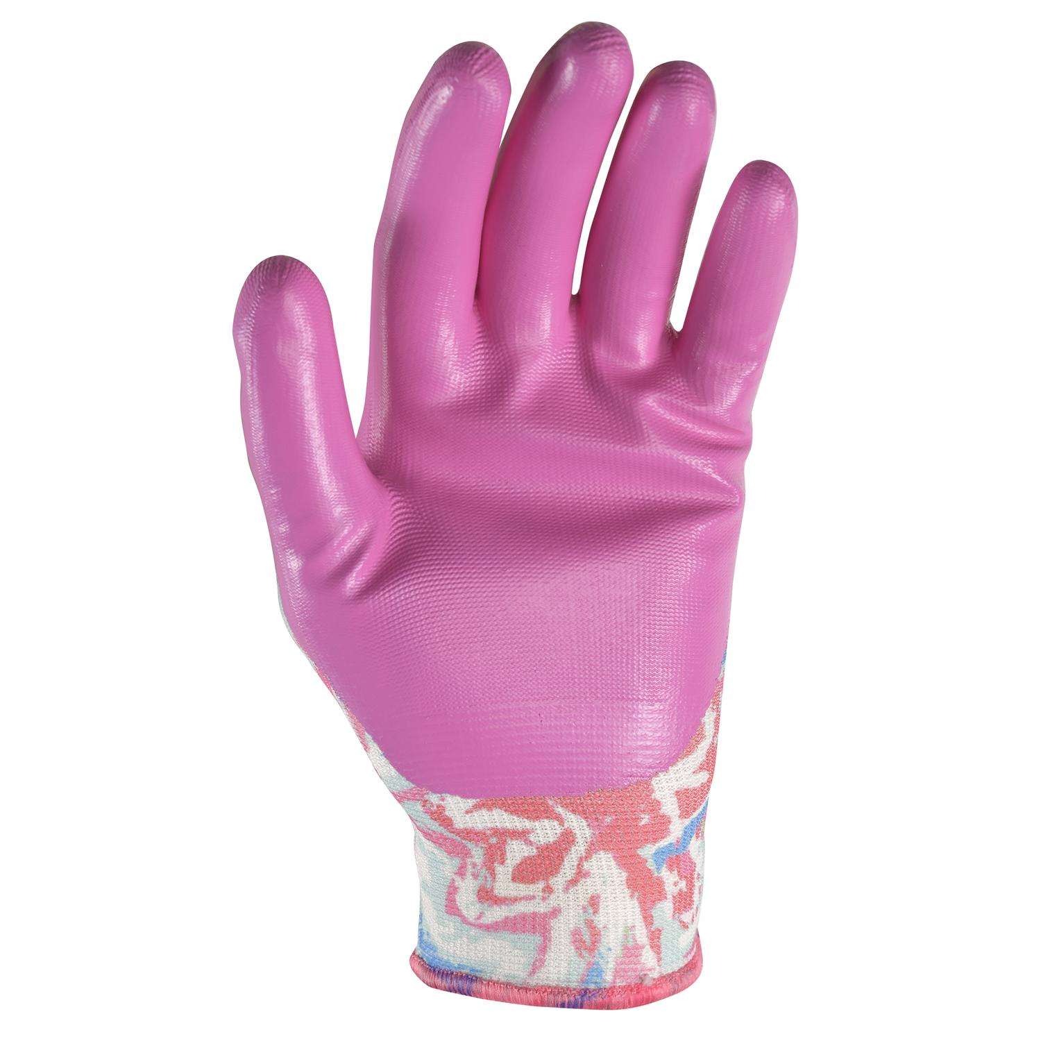 Ace Women's Indoor/Outdoor Nitrile Coated Work Gloves Pink L 1 pair