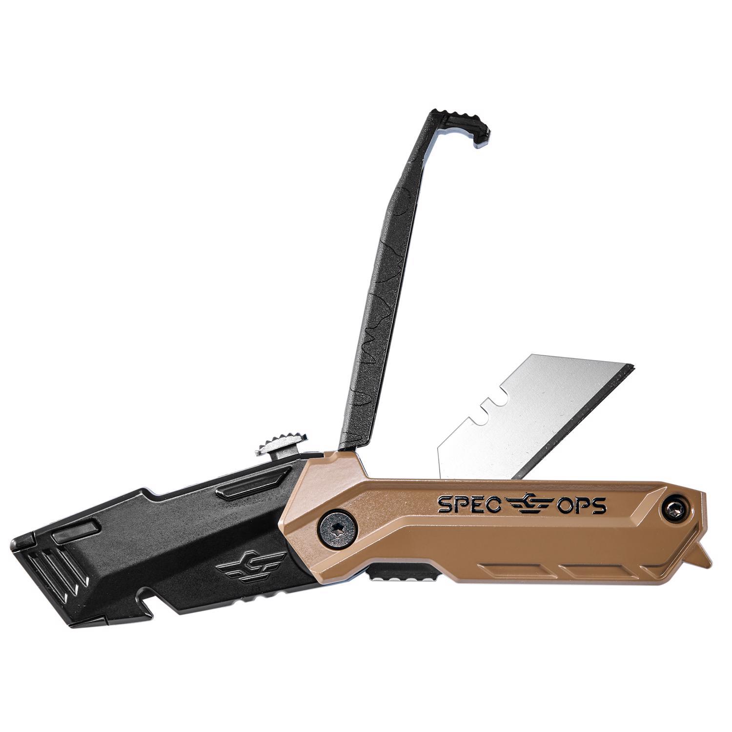 Spec Ops 6.25 in. Folding Utility Knife Black/Tan 1 pc
