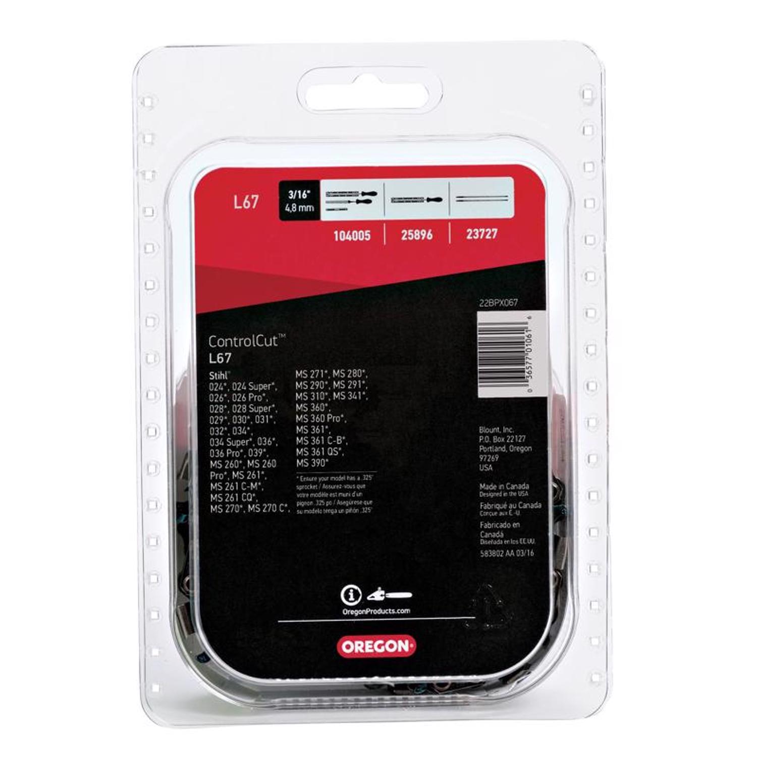 Oregon ControlCut L67 16 in. Chainsaw Chain 67 links