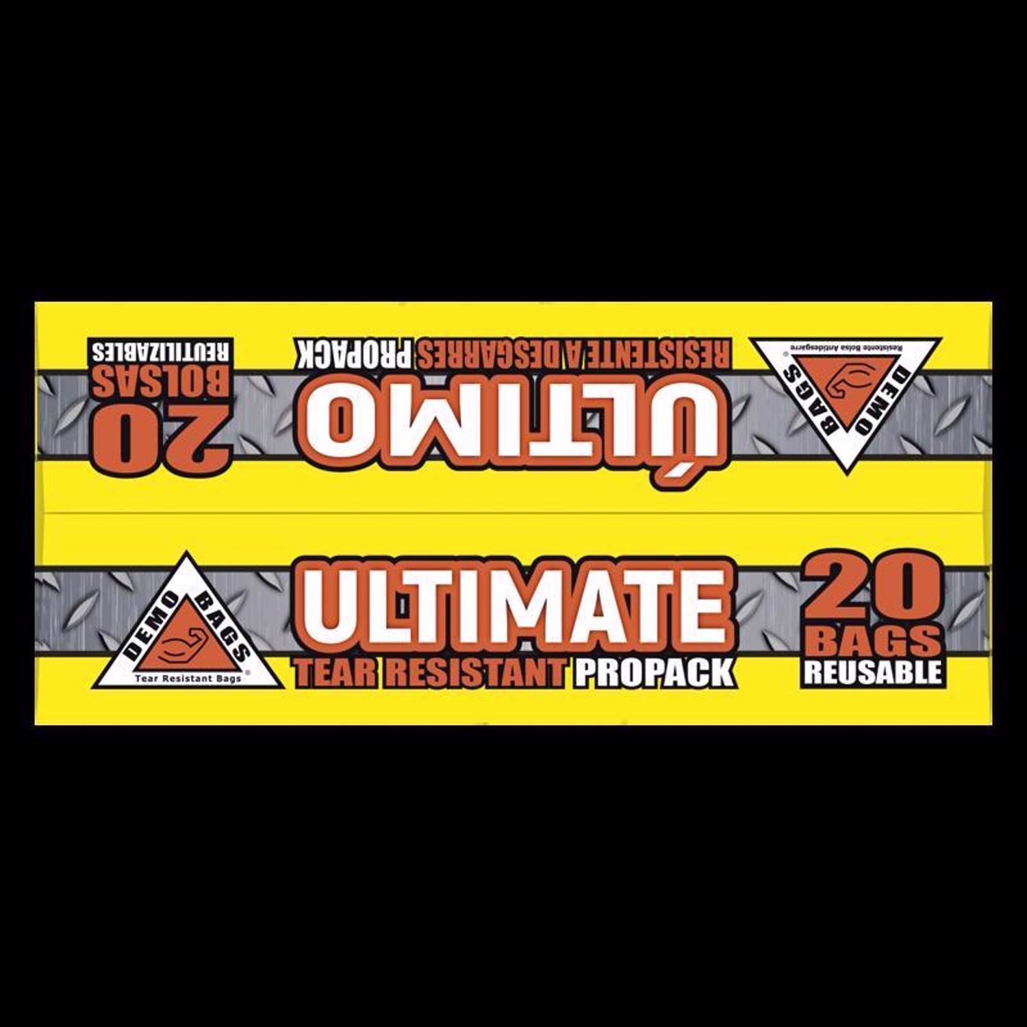 Demo Bags Ultimate Pro Pack 42 gal No Scent Scent Contractor Bags Flap Tie 20 pk 7 mil