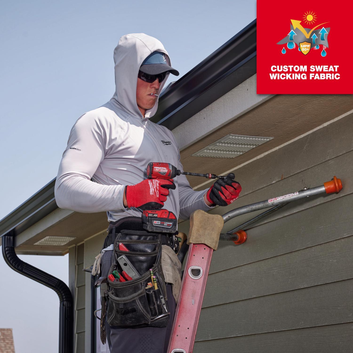 Milwaukee Workskin XL Long Sleeve Men's Hooded Gray Hooded Sweatshirt