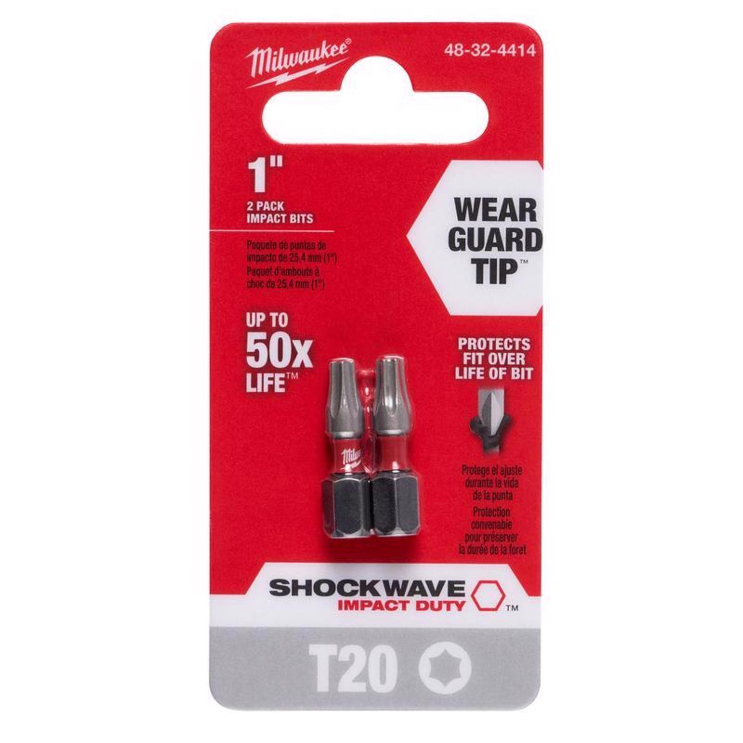 Milwaukee Shockwave Torx T20 X 1 in. L Insert Bit Steel 2 pk