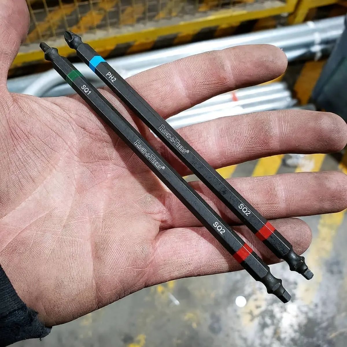 Rack-A-Tiers #1 Green and #2 Red Robertson Square Double Ended Impact Bit 6 in.