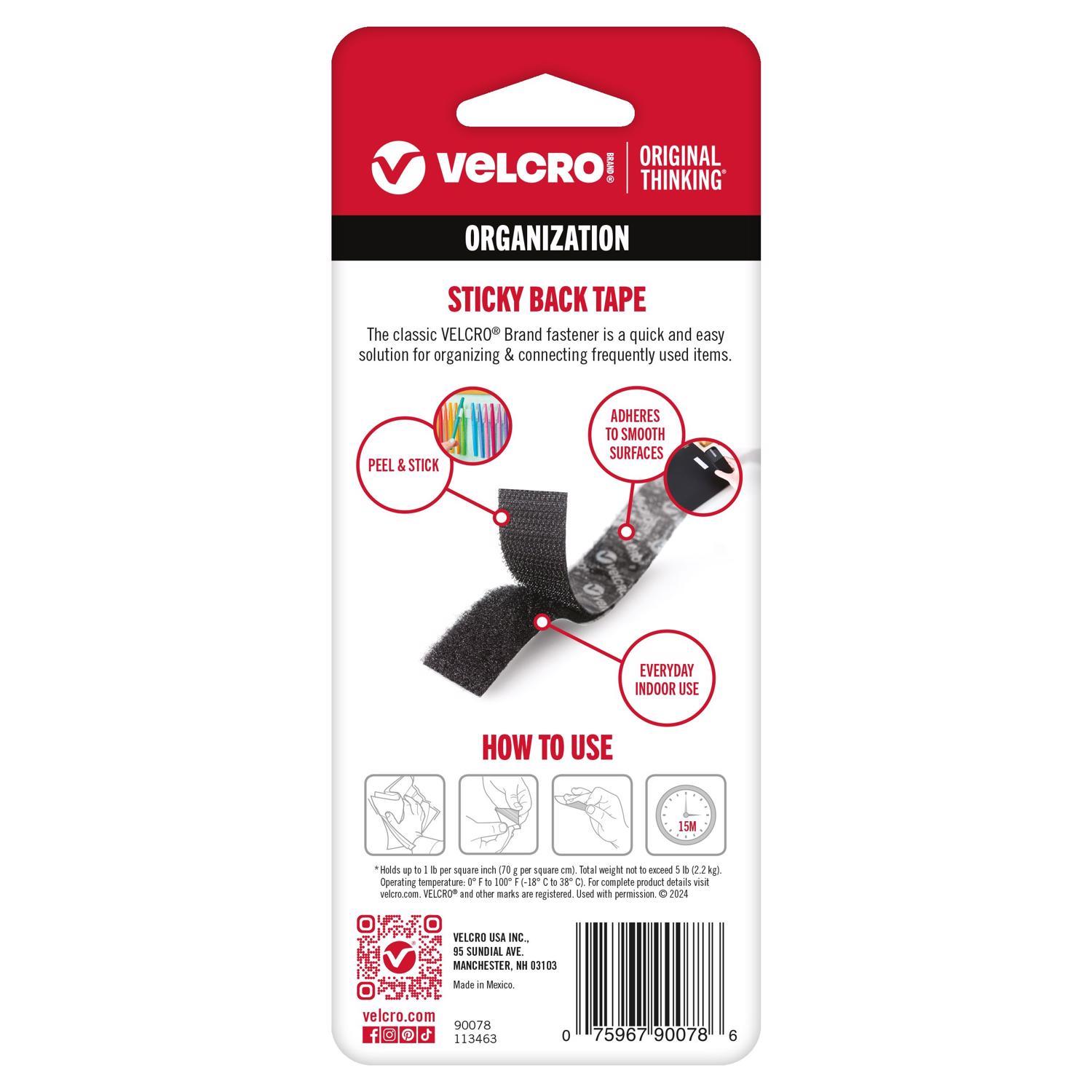 VELCRO Brand Sticky Back Small Nylon Hook and Loop Fastener 18 in. L 1 pk