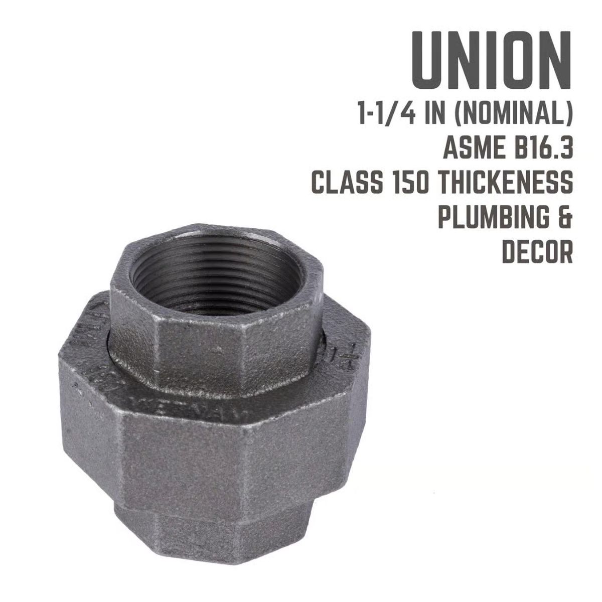 STZ Industries 1-1/4 in. FIP each x 1-1/4 in. D FIP Black Malleable Iron Union