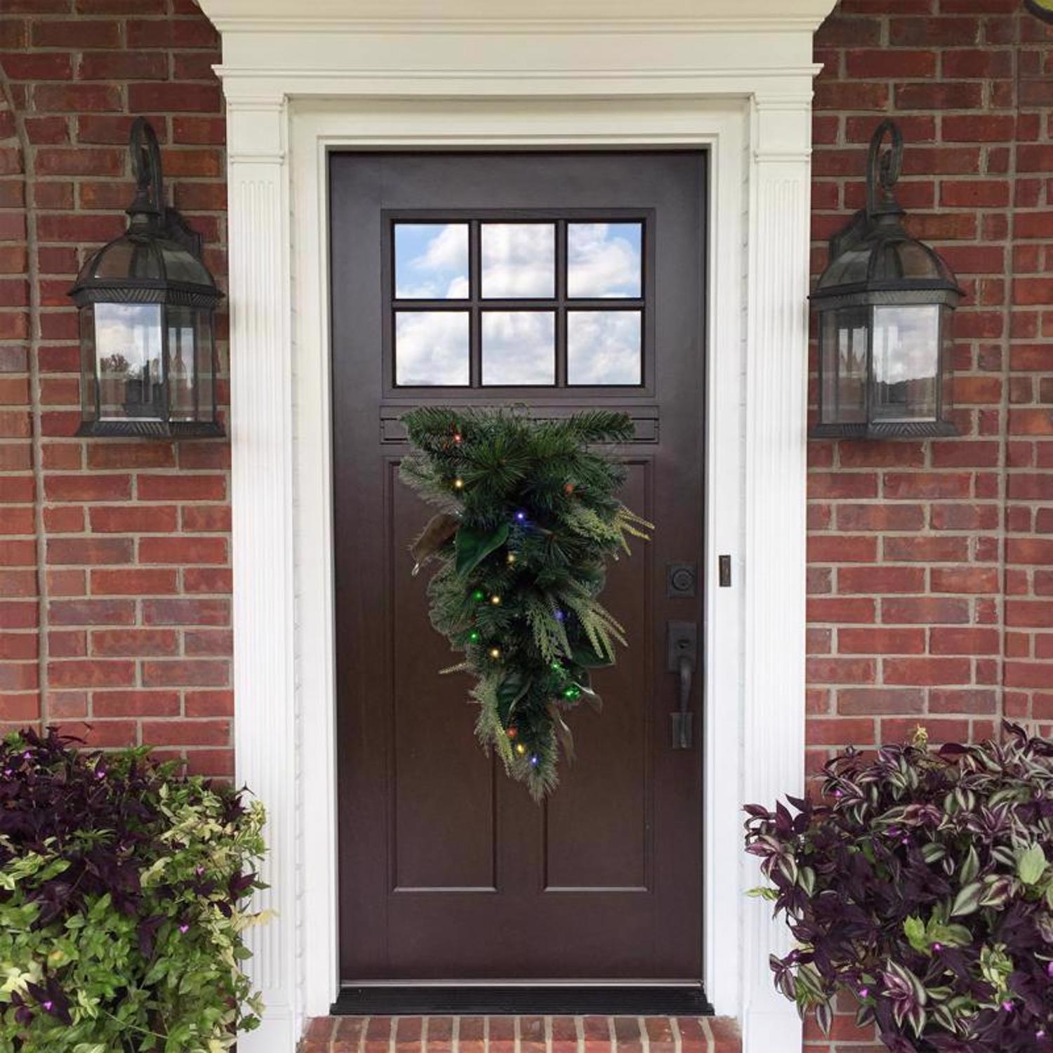 Celebrations 2 ft. L LED Prelit Multicolored Decorated Teardrop Wreath