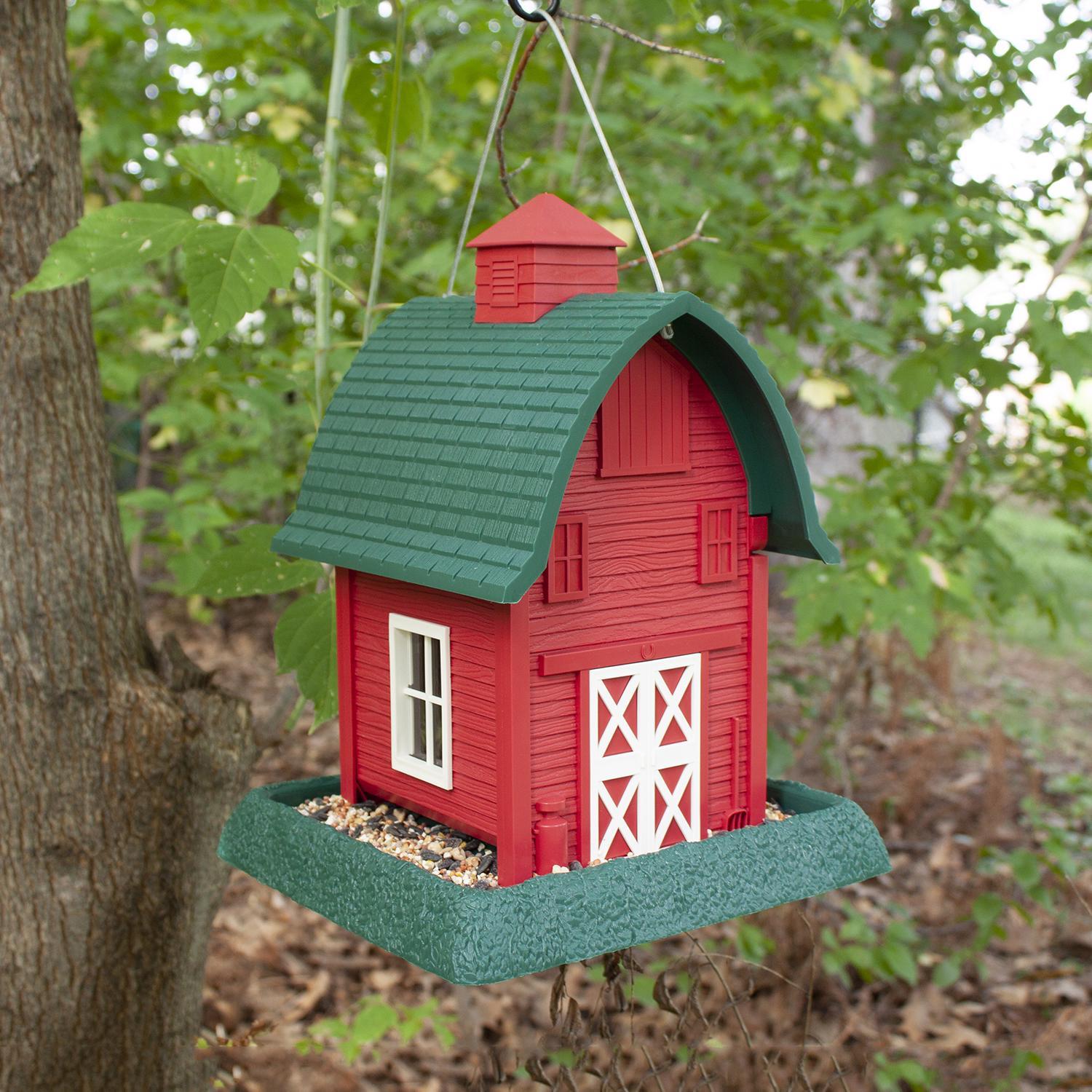North States Wild Bird 5 lb Plastic Barn Hopper Bird Feeder 4 ports