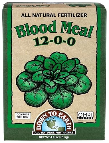 Down To Earth All Natural Fertilizers Organic Blood Meal - High Nitrogen Plant Food for Green Growth 12-0-0, 4 lb