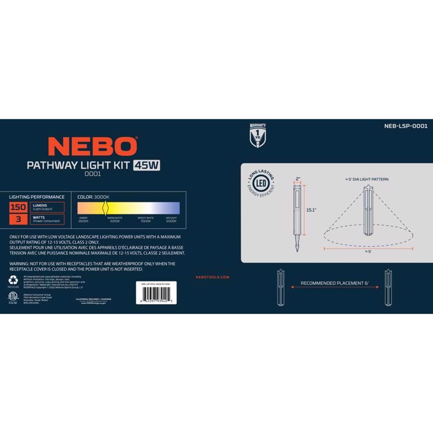 NEBO Low Voltage 45 W LED Bollard Light 6 pk