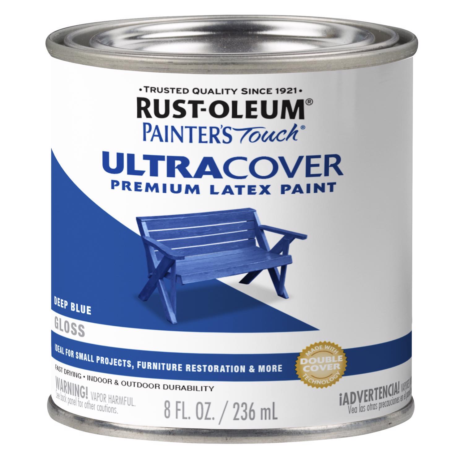 Rust-Oleum Painter's Touch Gloss Deep Blue Water-Based Protective Enamel Exterior and Interior 8 oz