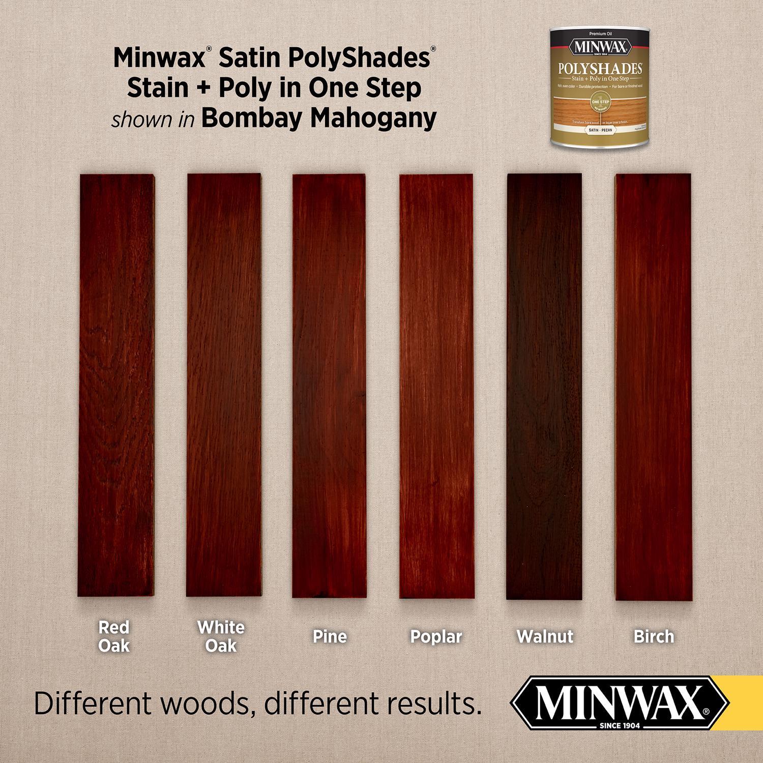 Minwax PolyShades Semi-Transparent Satin Bombay Mahogany Stain/Polyurethane Finish 1 qt