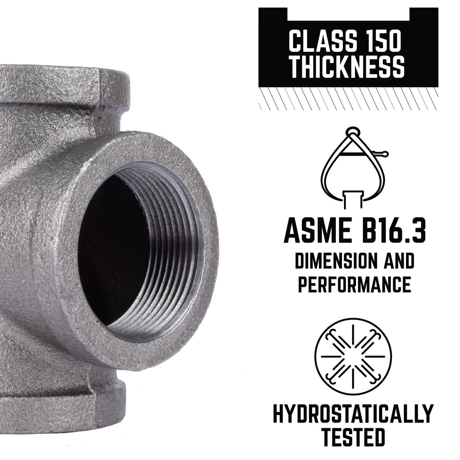 STZ Industries 1-1/2 in. FIP each X 1-1/2 in. D FIP 1-1/2 in. D FIP Black Malleable Iron Tee