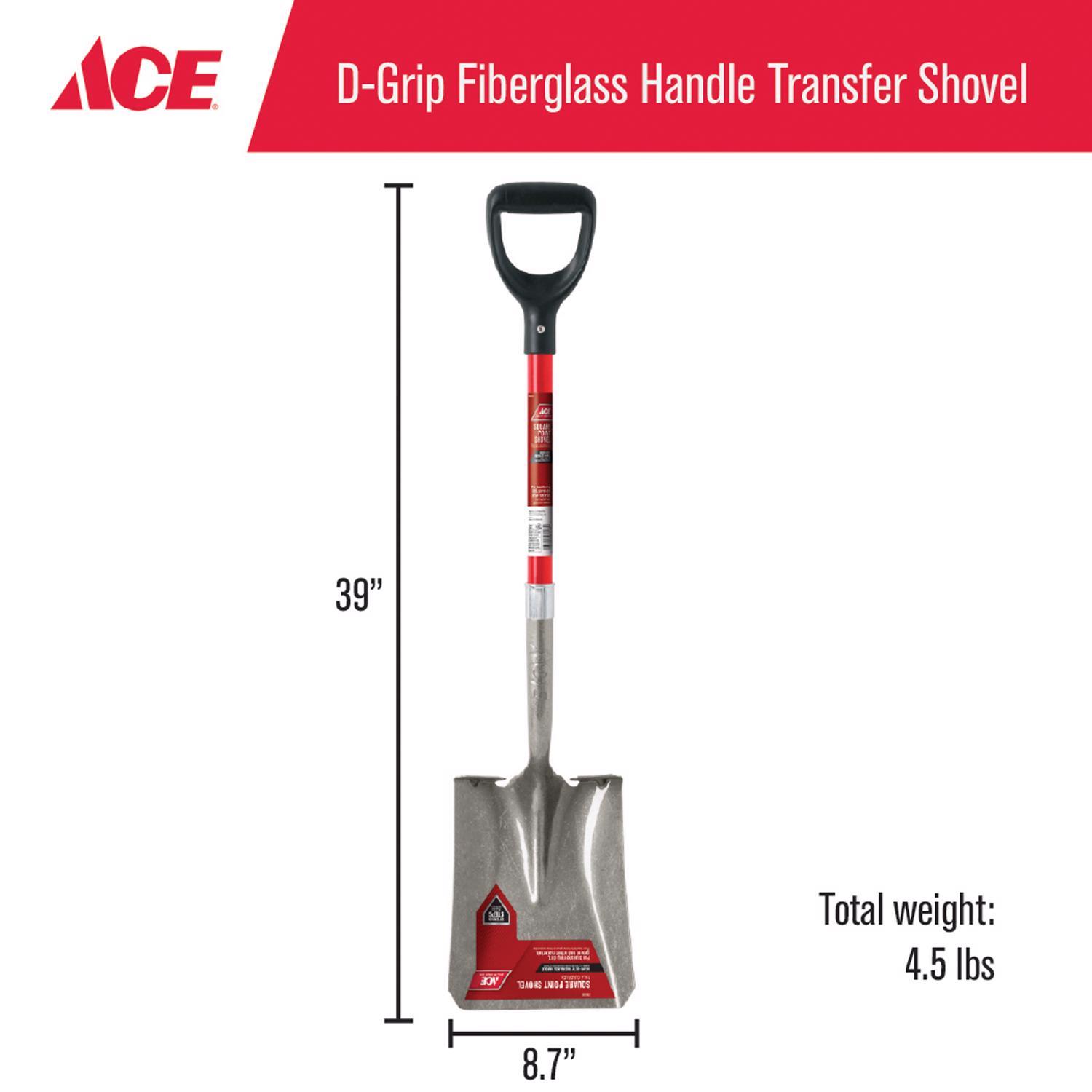 Ace 40 in. Steel Square Transfer Shovel Fiberglass Handle
