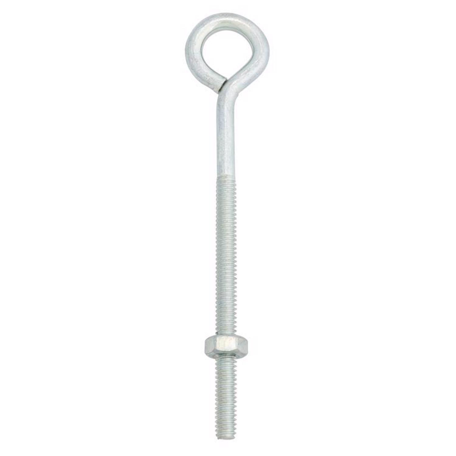 Hampton 1/4 in. X 5 in. L Zinc-Plated Steel Eyebolt with Nut Nut Included