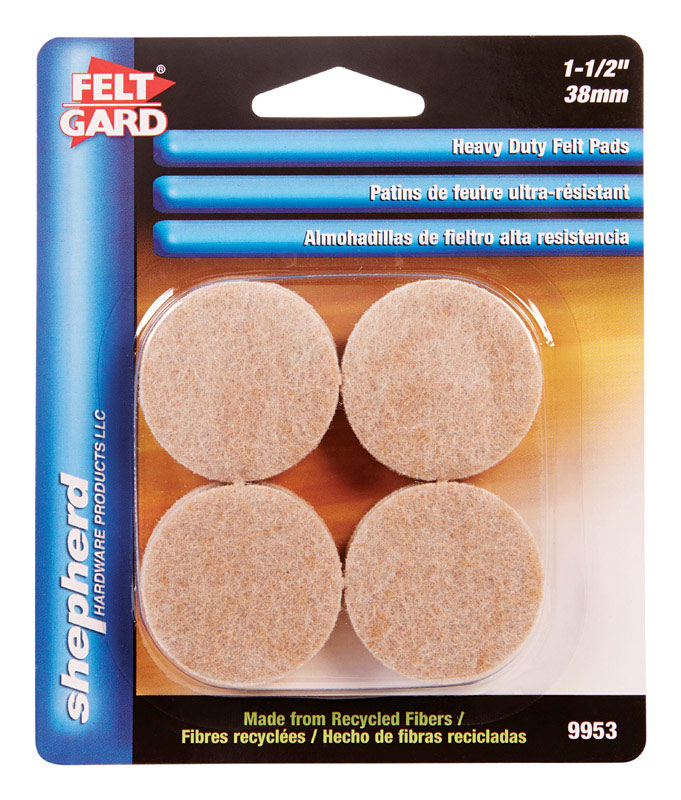 Ace Felt Round Self Adhesive Pad Brown 1-1/2 in. W 8 pk