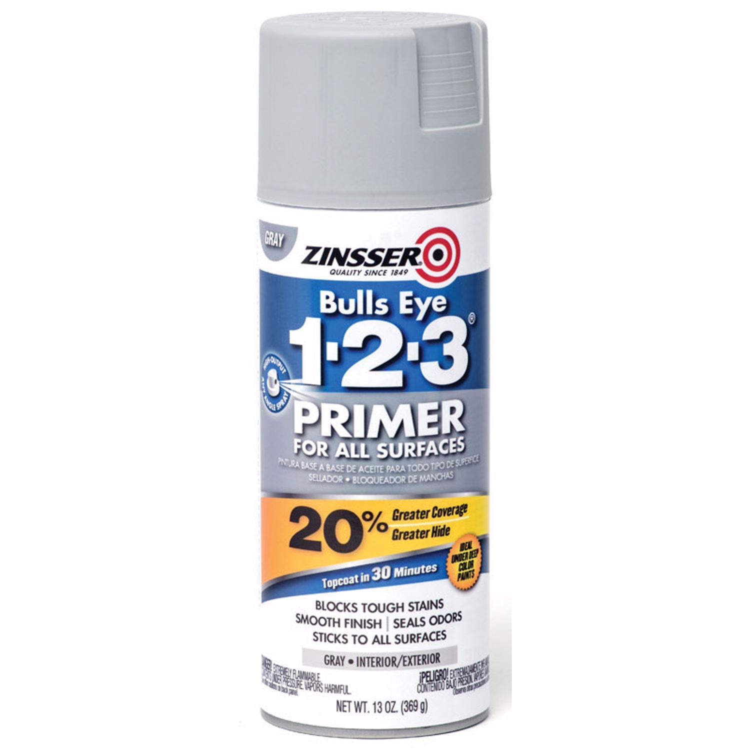 Zinsser Bulls Eye 123 Gray Water-Based Alkyd Primer 13 oz