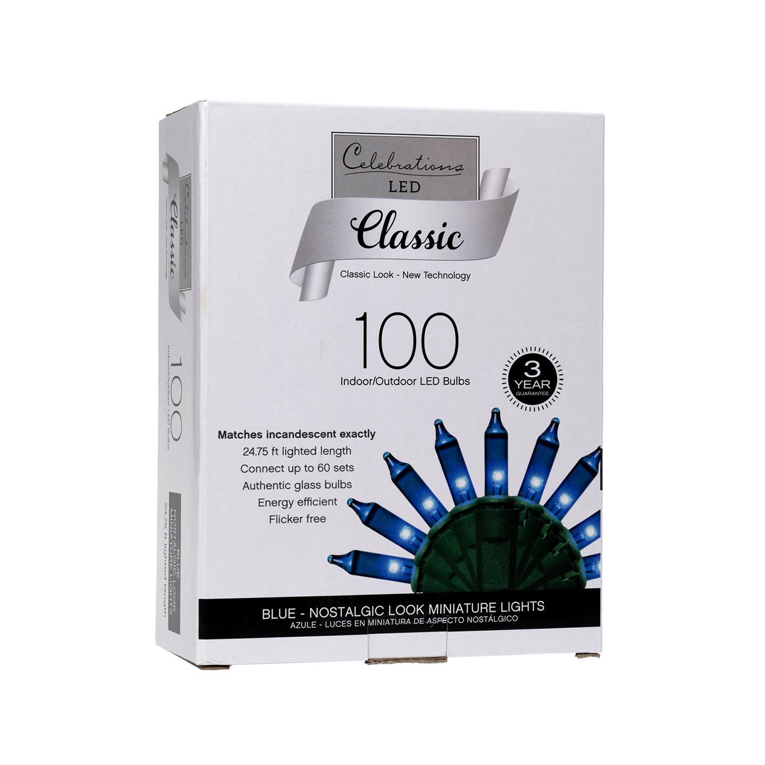 Celebrations Classic LED T5 Blue 100 ct String Christmas Lights 24.75 ft.