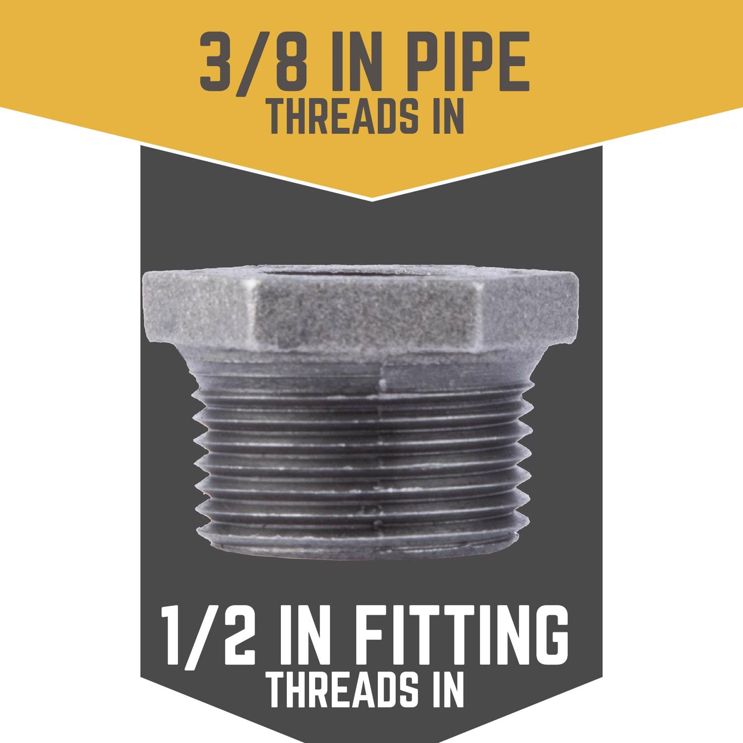 STZ Industries 1/2 in. MIP each X 3/8 in. D FIP Black Malleable Iron Hex Bushing