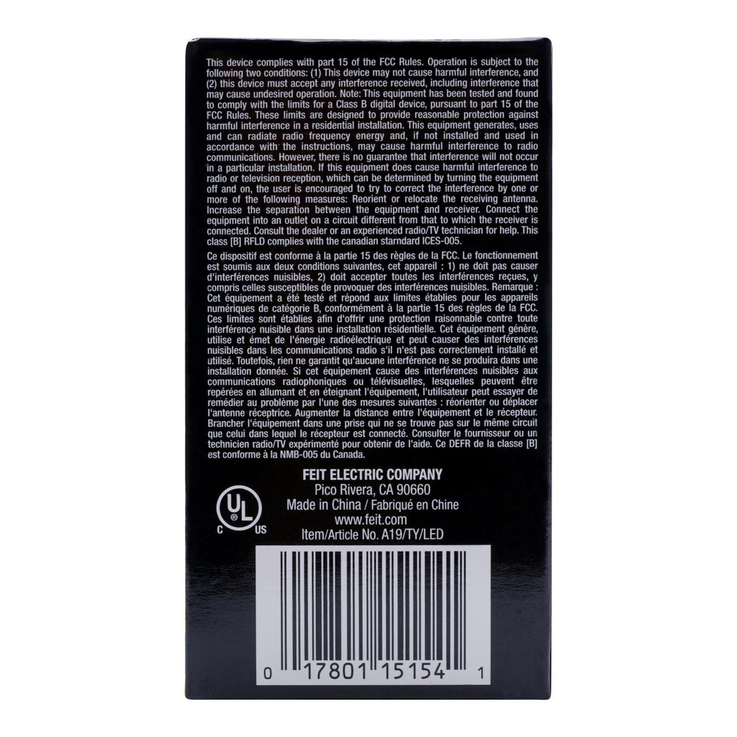 Feit A19 E26 (Medium) Filament LED Bulb Yellow 30 Watt Equivalence 1 pk