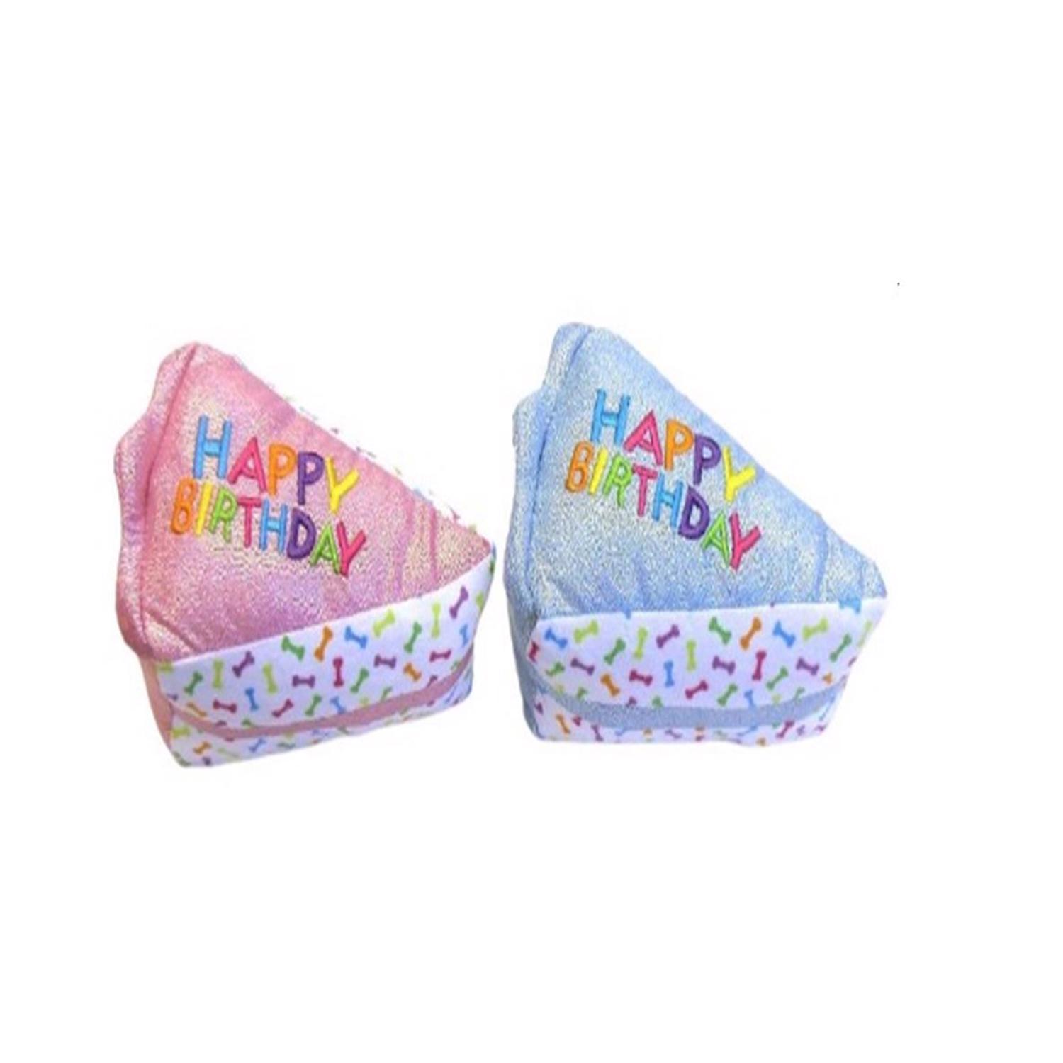 Multipet For Dog Assorted Plush Birthday Cake Slice Dog Toy 1 pk