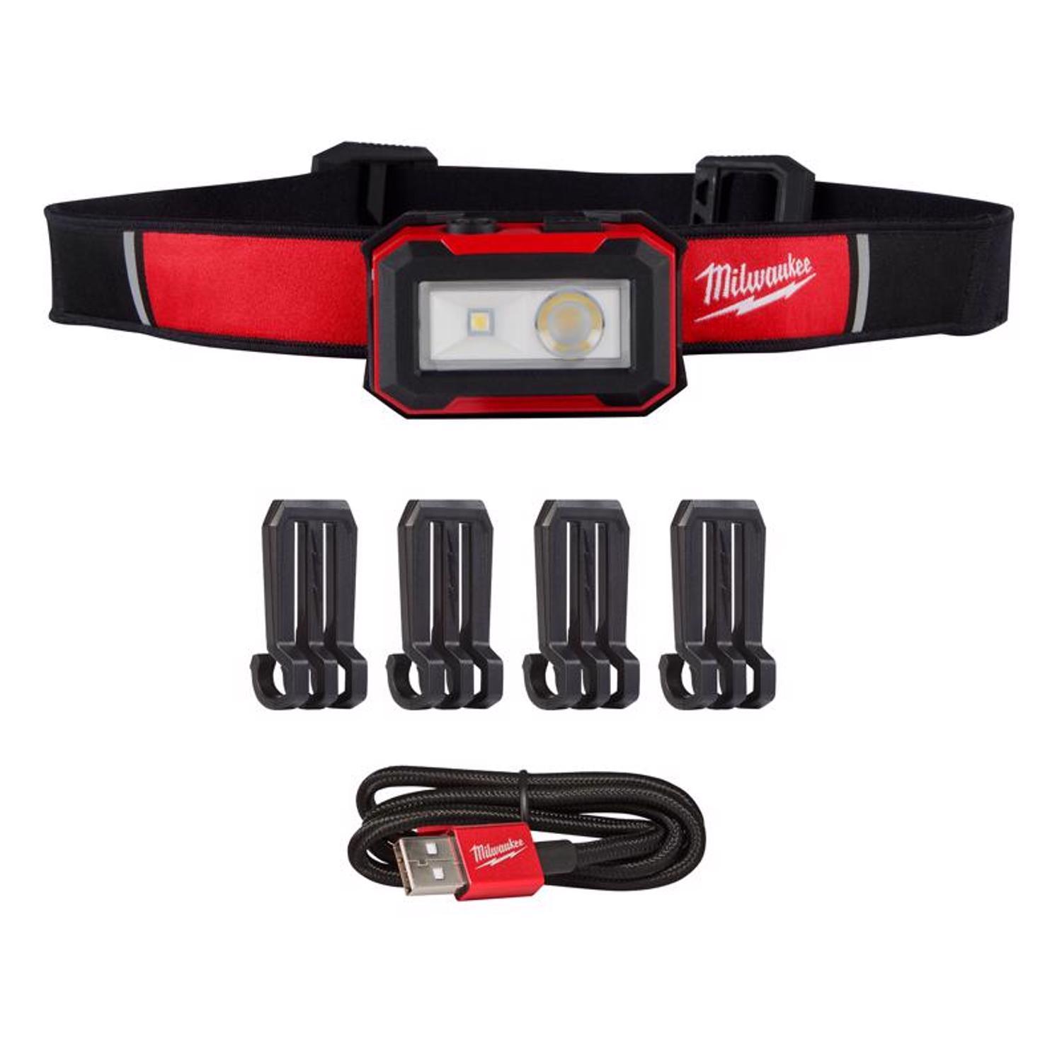 Milwaukee 450 lm Black/Red LED Rechargeable Tactical Head Lamp