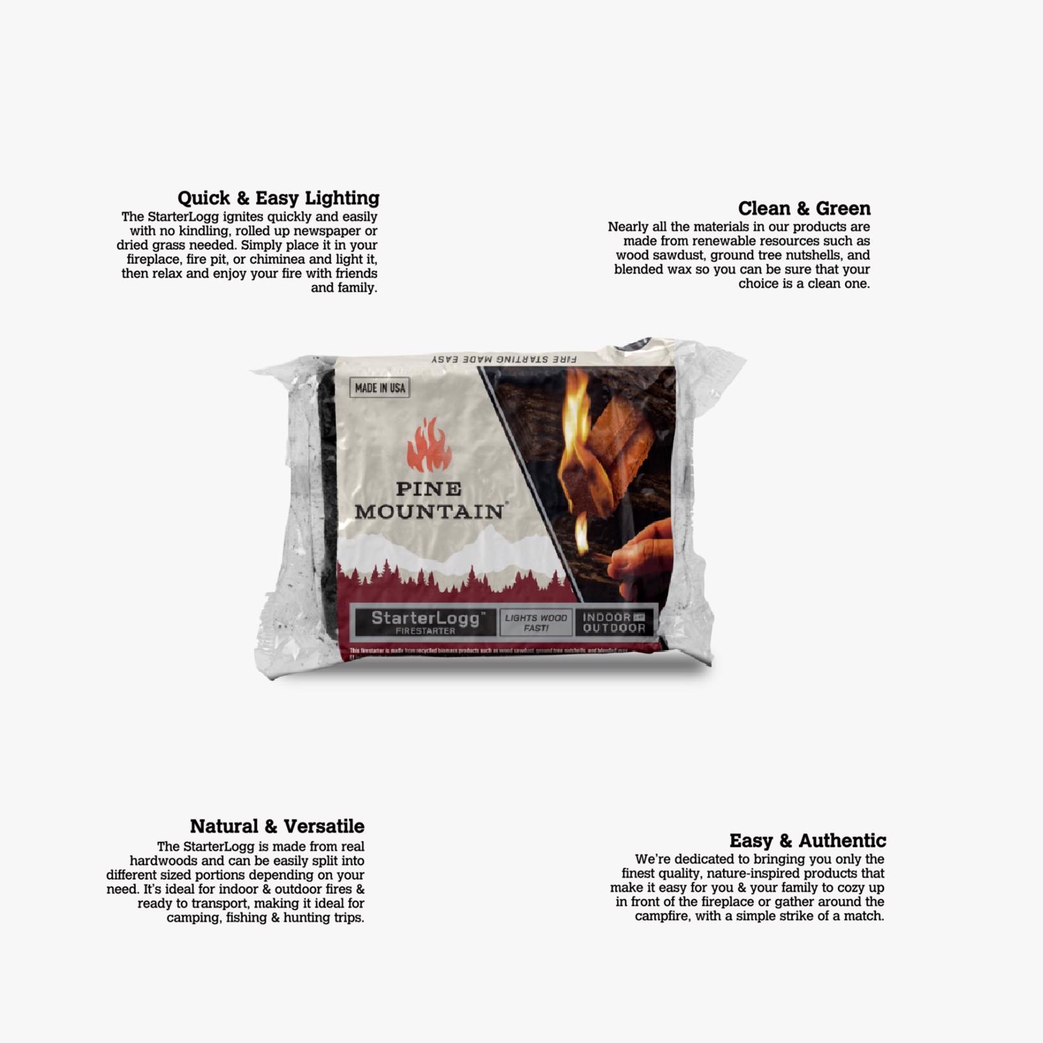 Pine Mountain Starter Logg Pine Sawdust Fire Starter 30 min 4 pk