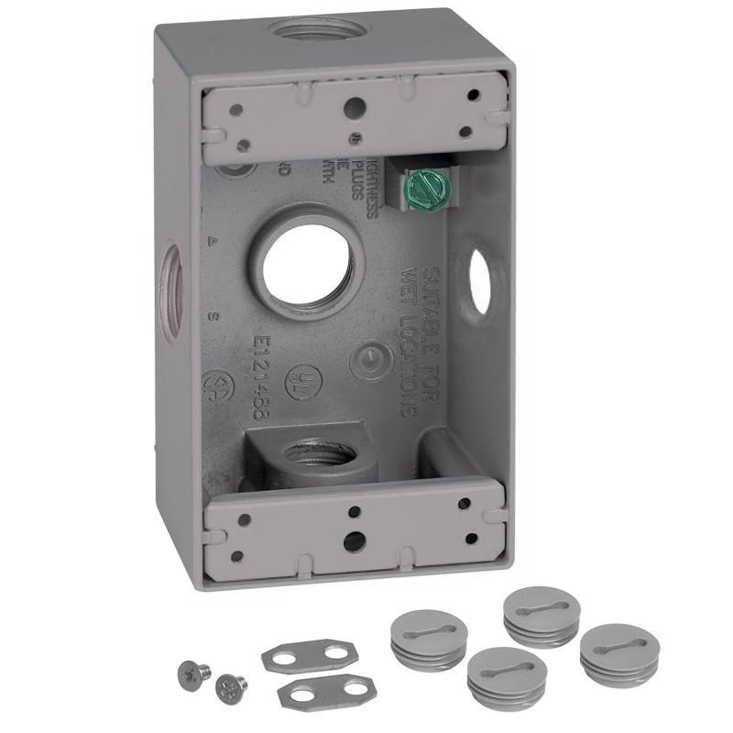 Sigma Engineered Solutions New Work 18.3 cu in Rectangle Die-Cast Metal 1 gang Weatherproof Box Gray