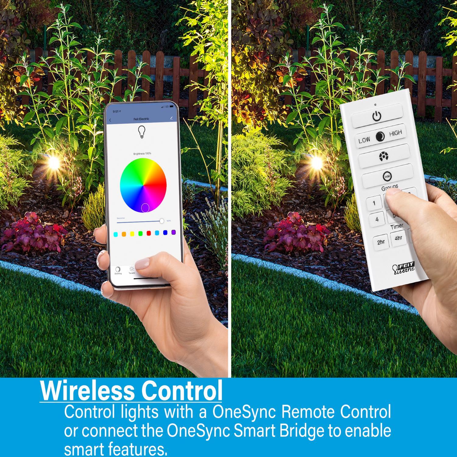 Feit OneSync 4 in. Solar Power Metal Square Bronze Hanging Pathway Light